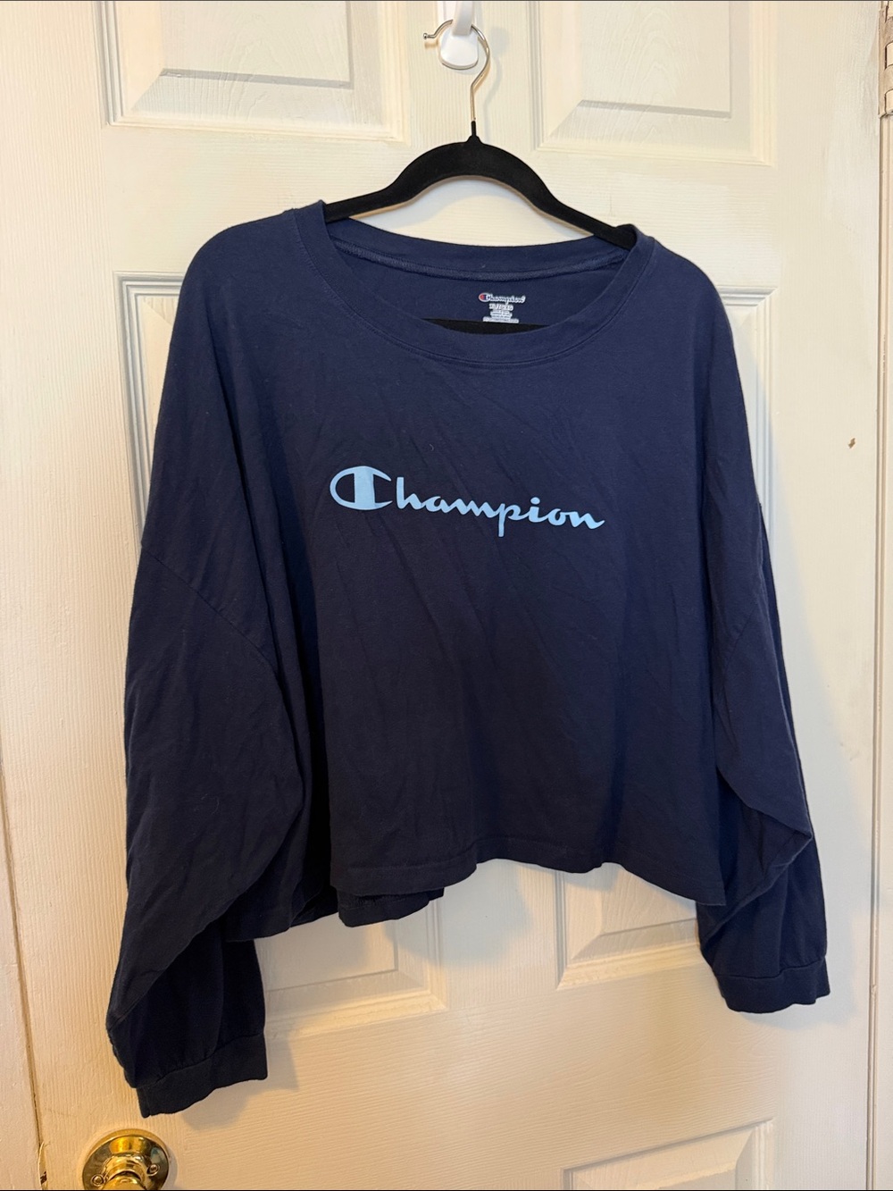 Champion Navy Cropped Logo Sweatshirt